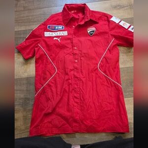 Ducati Corse Puma Shirt Short Sleeve Motorcycle Racing Bike Italy Red Mens L